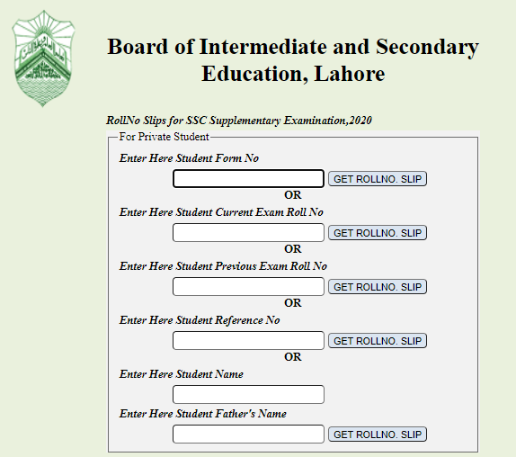 Bise Lahore Matric Roll No Slip 2024 Download Online By Name