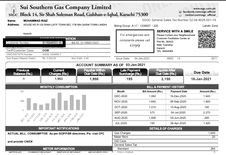 Check Duplicate Bill SSGC Online Current Month by Address