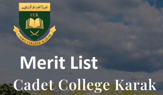 Cadet College Karak Merit List 2023 Entry Test Result Online