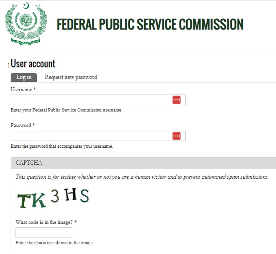 Fpsc.gov.pk login Create New Account
