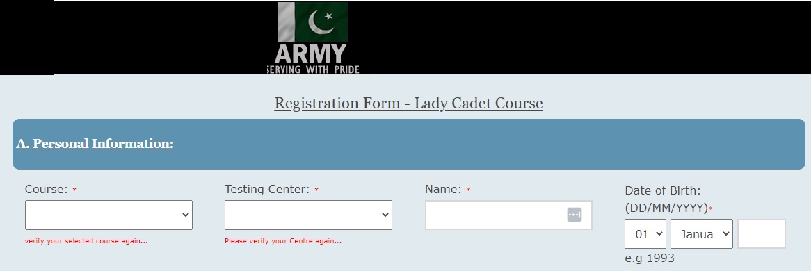 Join Pak Army Registration Slip 2024 Download Online