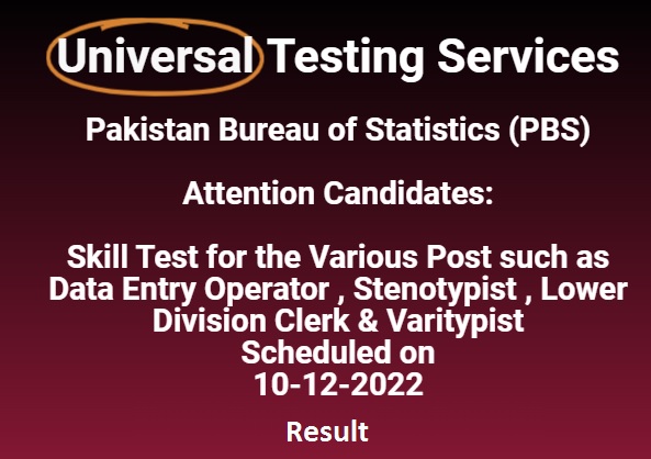 Pakistan Bureau of Statistics UTS Result 2022 Merit List