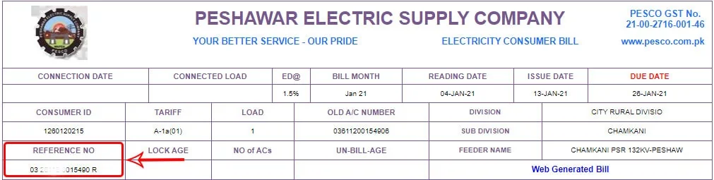 PESCO Online Bill of December 2024 Check and Download