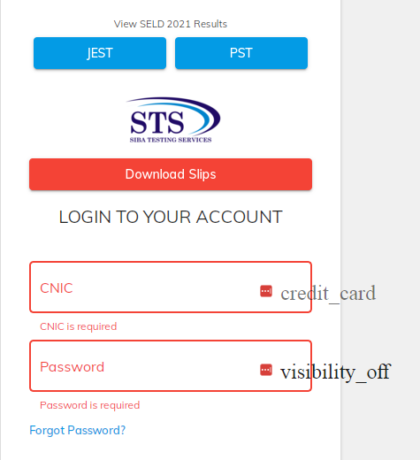 STS Candidate Portal SIBA Testing Services @ www.apply.sts.net.pk