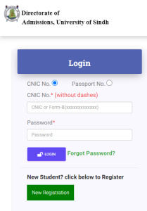 Sindh Uni E Portal Login Admission Fee Merit List