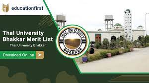 All Merit List for Admissions Thal University, Bhakkar Online 2024