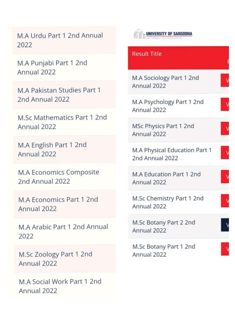 University Of Sargodha M.A/MSC Result 2024 Online Check
