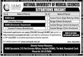 NUMS Latest Jobs 2024 Online Apply Advertisement